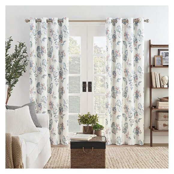NWT Eclipse Draft Grommet Blackout Single Curtain Panel White Multi 50x108 - Picture 1 of 7